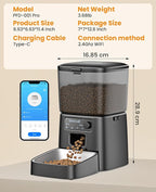 oneisall Automatic Cat Feeder, WiFi Cat Food Dispenser with App Control, Auto Cats Feeder Automatic for Dry Food, Smart Pet Food Dispenser with Portion Control for Small Pets Indoor