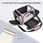 Large Cat Carriers Dog Carrier Pet Carrier for Large Cats Dogs Puppies up to 25Lbs, Big Dog Carrier Soft Sided, Collapsible Travel Puppy Carrier - Large - Pink