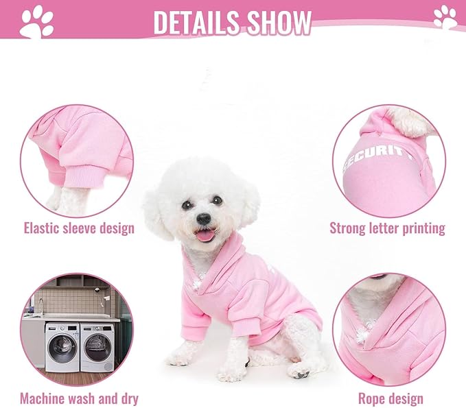 BINGPET Security Dog Hoodies Puppy Sweater Cold Weather Dog Coats Soft Brushed Fleece Pet Clothes Hooded Sweatshirt for Dog Cat