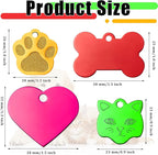 Frienda 40 Pieces Pet ID Tag Colorful Blank Dog Tags Personalized Dog Tags Aluminum Pet Name Tags with Bone Paw Heart Cat Head Shape Animals Name Phone Number ID Craft Tags with Holes for Dogs Cats
