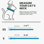 BRONZEDOG Leather Cat Collar with Removable Bells Non Breakaway Kitten QR Tag for Girl Boy (7" - 9" for Cats, Blue & Silver)