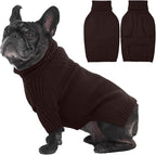 IECOii Dog Sweaters for Medium Dogs Girl Boy,Holiday Knit Doggy Sweatshirt with Sleeve,Turtleneck Thick Warm Dog Sweaters for Winter,Pullover Knitwear for French Bulldog,Boston Terrier (Brown, L)