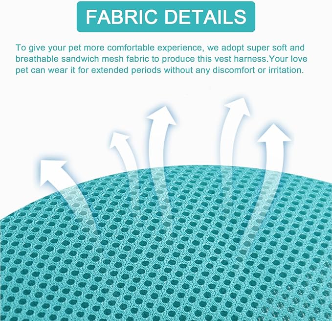 Cat Harness and Leash Set, Upgraded Escape Proof Adjustable Vest with Lead for Kitten Puppy Outdoor Walking, Soft Breathable Mesh Jacket with Reflective Strips for Dark Night (M, Emerald Green)