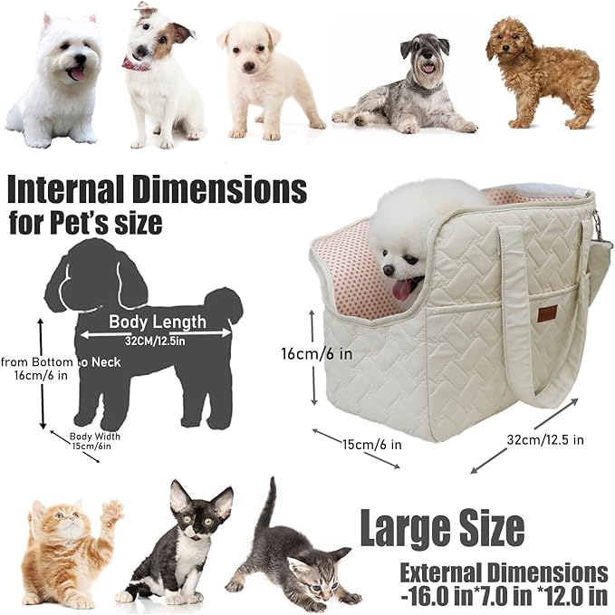 Small Dogs Carrier Cats Bag Puppy Purse Cat Carriers Fashion Pets Woman Totes Style Lightweight Pups Kitties Bunny Go to Vet Picnic Outdoor