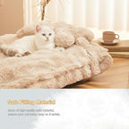 Jiupety Cat Beds for Indoor Cats Calming Pet Beds, Mattress with Pillow for Crate, Anti-Slip Comfy Pet Sleeping Mat. for Cat and Puppies Up to 10 Lbs, S(12"*18"*1.5"), Coffee.