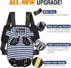 Pawaboo Pet Carrier Backpack, Adjustable Pet Front Cat Dog Carrier Backpack Travel Bag, Legs Out, Easy-Fit for Traveling Hiking Camping for Small Medium Dogs Cats Puppies, Medium, Blue & White Stripes