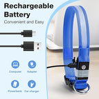 PcEoTllar Light Up Dog Collars, Rechargeable Led Dog Collar with Automatic 7-Color Changes, Water Resistant Lighted Dog Collar for Night Walking with High Visibility, Bright Glow Dog Collar(Blue, L)