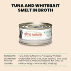 almo nature HQS Natural Wet Cat Food Tuna and Whitebait Smelt in Broth, Grain-Free, 2.47 oz (Pack of 24)