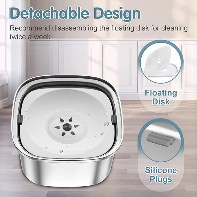 UPSKY 3L Dog Water Bowl 101oz Stainless Steel No Spill Large Capacity Dog Food Water Bowl Slow Water Feeder, Spill Proof Pet Water Dispenser Vehicle Carried Travel Water Bowls