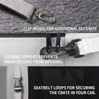 Extra Large Cat Carrier Soft Sided, Portable Small Dog Carrier for 2 Cats, 24"x16.5"x16" Car Travel Folding Comfortable Design, Khaki