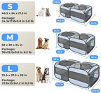 2-in-1 Dog Playpen, 73''Pop Up Cat Puppy Pet Playpen Indoor/Outdoor Cats Enclosed, Cat Dog Tent Crate Cage Kennel, Portable Playpen for Kitten, Small Animals Play Pen(No Divider, Unified Space)