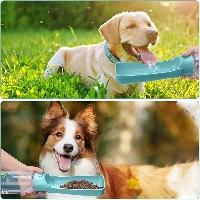 Portable Dog Water Bottle - Foldable Dog Water Dispenser | Leak Proof & Food Grade Plastic Travel | Pet Water Bottle for Cat Outdoor Walking Hiking Travel（US） (Blue, 19oz)