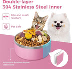 LIHONG Stainless Steel Dog Bowls for Large Dogs,Dog Food Water Bowls with Non Slip Rubber Bottom,Pet Feeding Bowl,Double Wall Insulated,Rustproof(64oz,Pink)