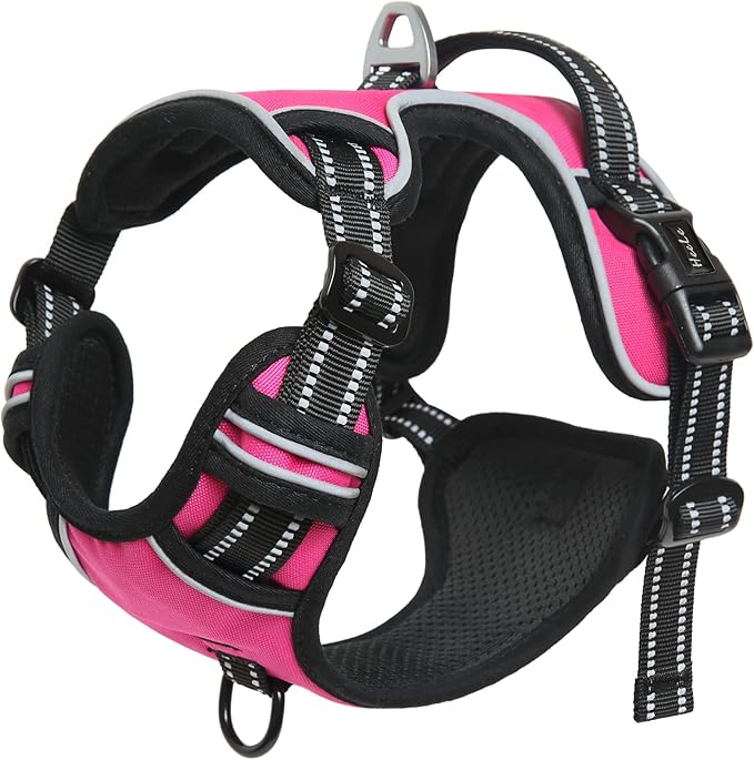 HEELE Dog Harness Dog Harness Small Dog No Pull Harness with Soft Handle Reflective Harness Adjustable, Rose, S