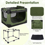Soft Small Dog Crate - 24 inch Portable Travel Puppy Crate for Small Pets or 2 Cats, Collapsible Pet Carrier with 4 Mesh Doors, Car Kennel for Dogs with Handle for Indoor and Outdoor, Green