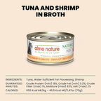 almo nature HQS Natural Wet Cat Food Tuna and Shrimp in Broth, Grain-Free, 2.47 oz (Pack of 24)