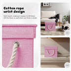 Dog Toy Basket with Lid, Dog Basket for Toys, Dog Toy Box with Cotton Rope Handles, Collapsible Storage Bins for Dog Toys, Dog Storage Organizer, Pink