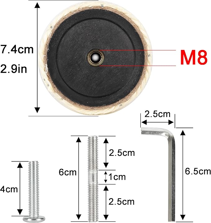 7.4cm 2.91in Diameter Cat Tree Scratching Post Replacement Sisal Pole Parts for Cat Tower (M8, 9.84in/25cm)