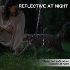 PAWCHIE Cat Harness with Leash and Collar Set - Escape Proof Adjustable H-shped Cat Harness with Star and Moon Pattern Glow in The Dark for Kitty Outdoor Walking, Purple M