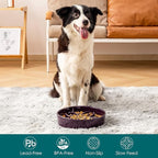 vancasso Ceramic Slow Feeder Dog Bowls, Puzzle Dog Food Bowls with Floral Maze, Anti -Slip Pet Food Dish for Large Breed, 3 Cups, Purple