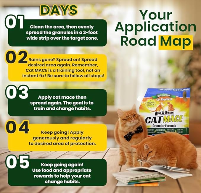 Nature's Mace Cat Mace, 22lb, Cat Repellent Granular Outdoor to Keep Cats Away, for Yard, Garden, Plants, Anti Cat Pee Deterrent, Training Tool, Animal Repellent, Safe Around People, Pets, Plants