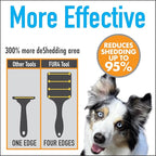 FUR4 deShedding Dog Brush for Long Hair Dogs - Dog Grooming Tools with 4 Composite Carbon Fiber Edges to Remove Loose Fur & Reduce Shedding - Gentle & Effective Grooming Brush for Long Hair Dogs
