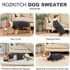 ROZKITCH Dog Winter Coat Soft Pullover Pajamas, Pet Windproof Warm Cold Weather Jacket Vest Cozy Onesie Jumpsuit Apparel Outfit Clothes for Small, Medium, Large Dogs Walking Hiking Travel Sleep Black