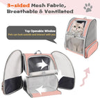 Cat Backpack Carrier,Pet Carrier Airline Approved for Small Dog Cat Puppy Kitten Bunny,Ventilated Mesh Design Animal Backpack for Hiking Camping Travel Bag (Pink)