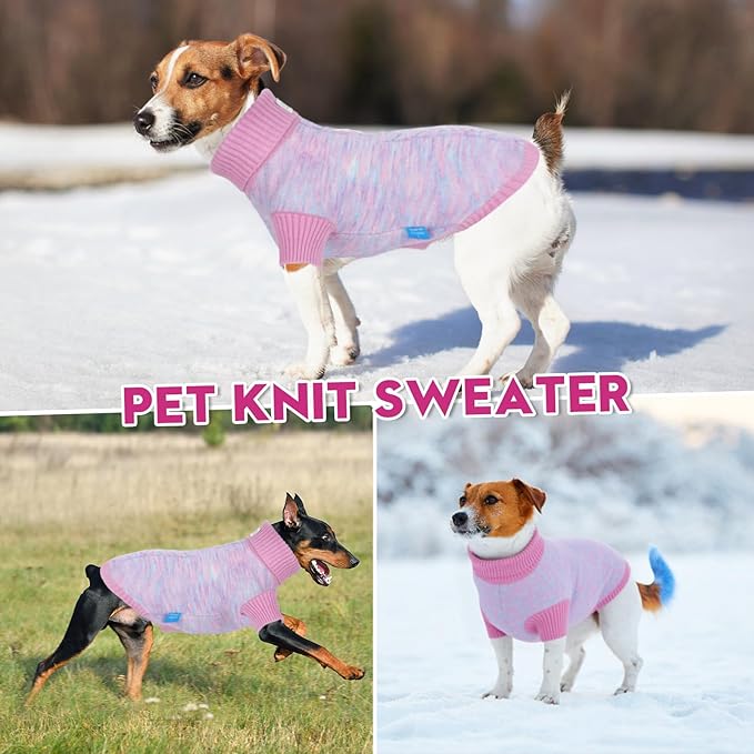 Pet Clothing,Turtleneck Dog Sweater,Sweaters for Dogs Boys and Girls,Pullover Dog Sweaters,Pet Knitted Clothes,Fit for Different Kinds Dogs,for Spring,Autumn and Winter(Pink S)