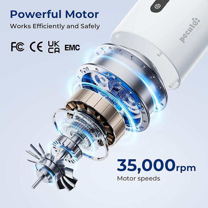 Pecute Dog Grooming Vacuum, 4-in-1 Pet Grooming Kit with Clipper, Brush, 12000Pa Dog Vacuum for Shedding with 1.5L Dust Cup, Storage Pocket, Low Noise Pet Vacuum for Dog & Cat, Home Grooming