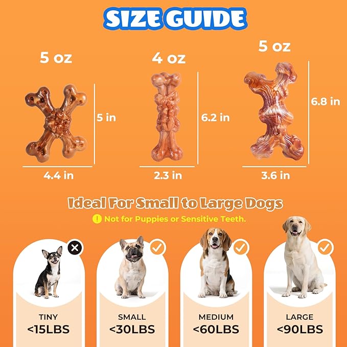 Dog Toys for Aggressive Chewers: Gift Box with 3 Pack Dog Chew Toys, Indestructible Dog Toy for Large Dogs Birthday, Tough Dog Toys to Keep Them Busy, Chew Toys for Dogs, Bacon Flavor 2595-2