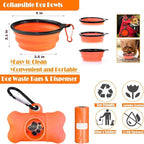 No Pull Dog Harness, Collar & Leash Set | Includes Dog Seat Belt, Collapsible Bowls & Poop Bag Dispenser. Ideal for Training, Walking, Hiking. Fits Small to Large Dogs(Orange-M)