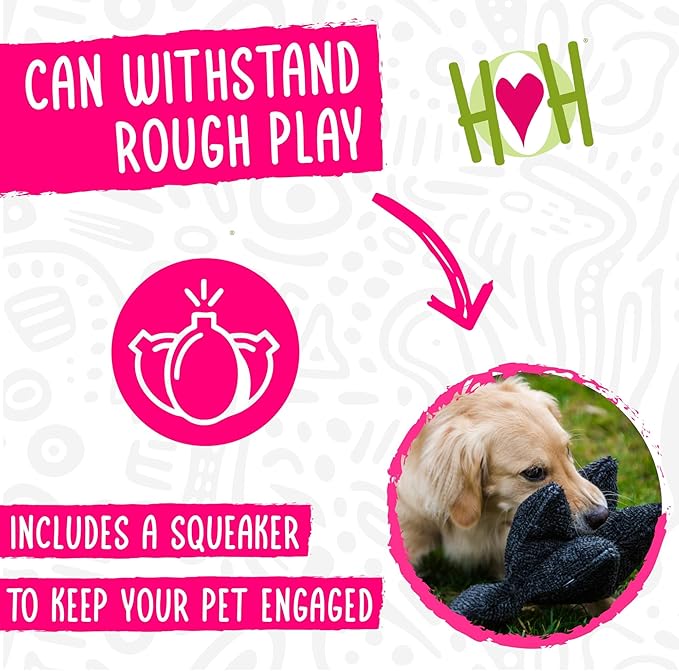 HuggleHounds Plush Dog Toy - Fuzzy HuggleHounds Dog Toys, Soft Plush, For Small and Large Breeds with Squeaker - Squooshie Fox