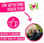 HuggleHounds Plush Dog Toy - Fuzzy HuggleHounds Dog Toys, Soft Plush, For Small and Large Breeds with Squeaker - Squooshie Fox