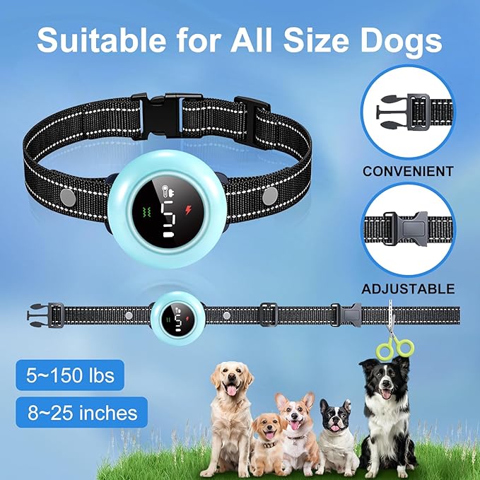 2-in-1 Shock Collar for Dogs & Dog Training Collar with Remote Control 3300FT, Dog Bark Collar with IP67 Waterproof 5 Level Sensitivity, Rechargeable E Collar for Small Medium Large Dogs - Blue