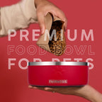 32 Oz Dog Bowl with Slow Feeder Insert Stainless Steel Pet Water Bowl for Medium & Large Breed Non Slip Rubber Base & Plastic Puzzle Feeder - Red