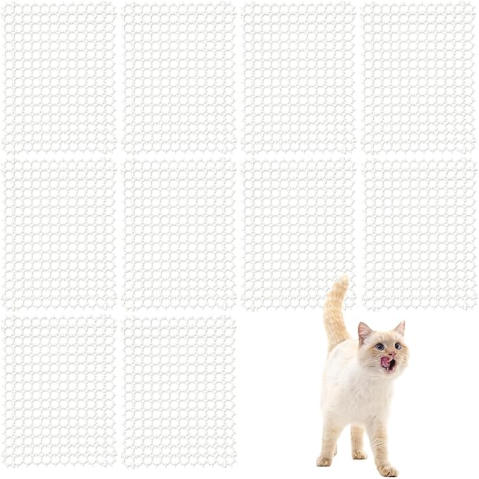 10 Pack Cat Scat Mat – 17 x 14 Inch Flexible Plastic Spike Mats, Cat Deterrent Pad for Indoor Outdoor Furniture & Garden Use, Keep Cats Out of Yard (White)