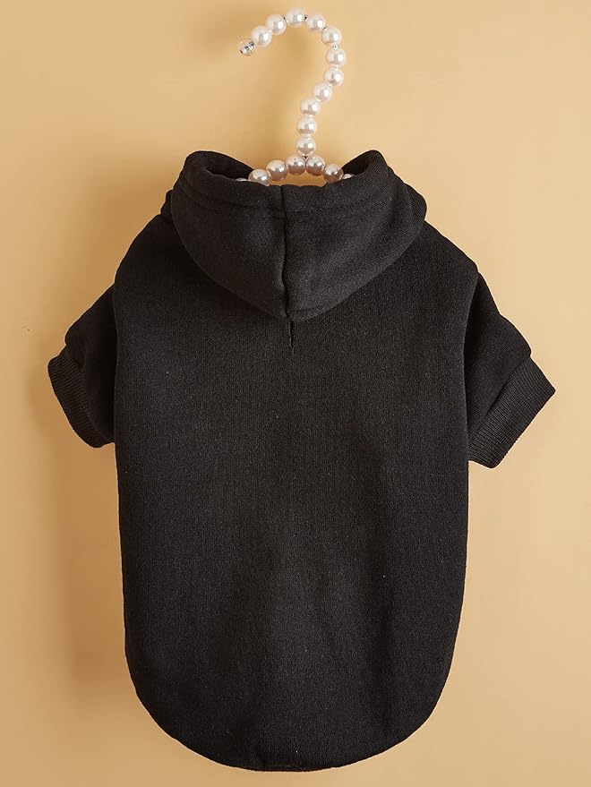 QWINEE Basic Dog Hoodie Sweatshirt Puppy Sweater Warm Cat Costumes Pet Clothes for Chihuahua Puppy Kitten Small Medium Dogs Black Small