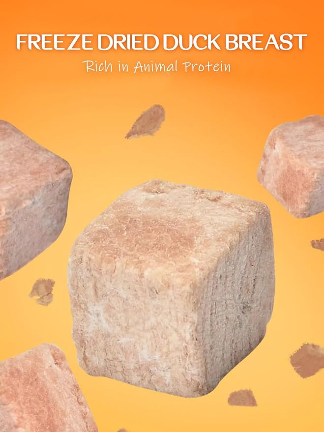 7 OZ Freeze Dried Duck Breast Treats for Dogs Cats, High Protein Raw Pet Food Topper, Single Fresh Ingredient Treats, Rawhide Free