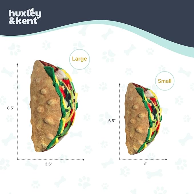 Huxley & Kent Funny Dog Toy w/Squeaker – Power Plush Squeaky Dog Toys for Small, Medium & Large Dogs – Soft Stuffed Animal for Indoor Play & Fetch - Taco Tuesday, Small