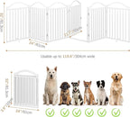 BHG Metal No-Assembly Freestanding Dog Gate with Door Walk Through, Extra Wide 144", Extra Tall 32" Pet Gate, Accordion Puppy Folding Playpen Dog Fence for Indoor & Outdoor, with 2PCS Support - White