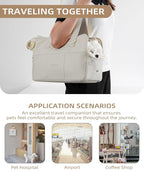 Dog Carrier for Small Dogs Rabbit cat with Large Pockets, Cotton Bag, Dog Carrier Soft Sided, Collapsible Travel Puppy Carrier (Grey, 17" L x 7.5" W x 12" H)