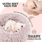 Himax Dog Beds for Small Dogs, Donut Dogs Beds with Blanket Attached, Calming Dog Bed Washable (20"/26"/35") Beige