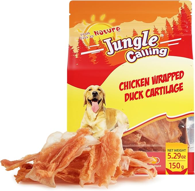 Jungle Calling Dog Treats, Chicken Jerky Dog Treats, Rawhide Free Chicken Wrapped Bones Training Chews, Made with Real Meat and Duck Cartilage Chewy Snacks