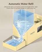 Rojeco 36Cups/8.5L Pet Automatic Cat Feeder and Gravity Water Dispenser,Stainless Steel Bowls 2-in-1 Set Large Capacity 5L Food Feeder and 3.5L Water Fountain for Cats,Pets,Small Dogs,Yellow