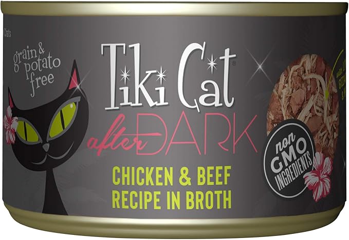 Tiki Cat After Dark, Chicken & Beef, High-Protein and 100% Non-GMO Ingredients, Wet Cat Food for Adult Cats, 5.5 oz. Can (8 Count)