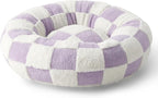 LE SURE Cat Beds for Indoor Cats - Round Cat Bed Donut Small Dog Bed Calming Pet Beds, Cute Modern Beds with Jacquard Shaggy Plush & Anti Slip Bottom, 20 Inch, Purple