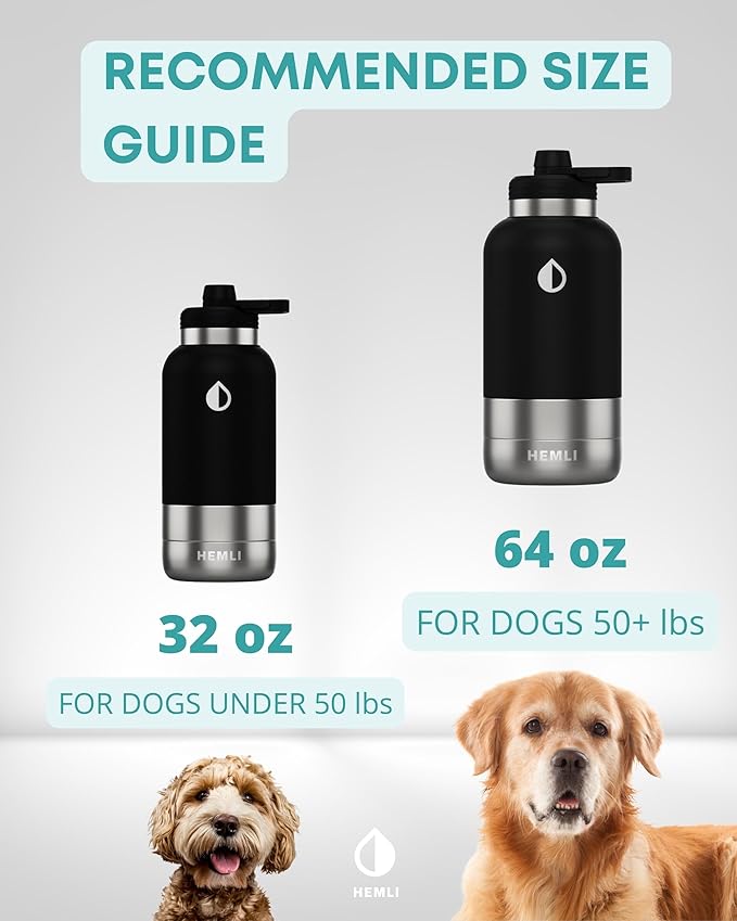 Dog Water Bottle Insulated Dog Travel Water Bottle Stainless Steel Pet Water Bottle Dispenser Portable Food and Water Bowl for Dogs with Carrying Case for Walking Dog Travel Kit… (Green Blue, 32 oz)