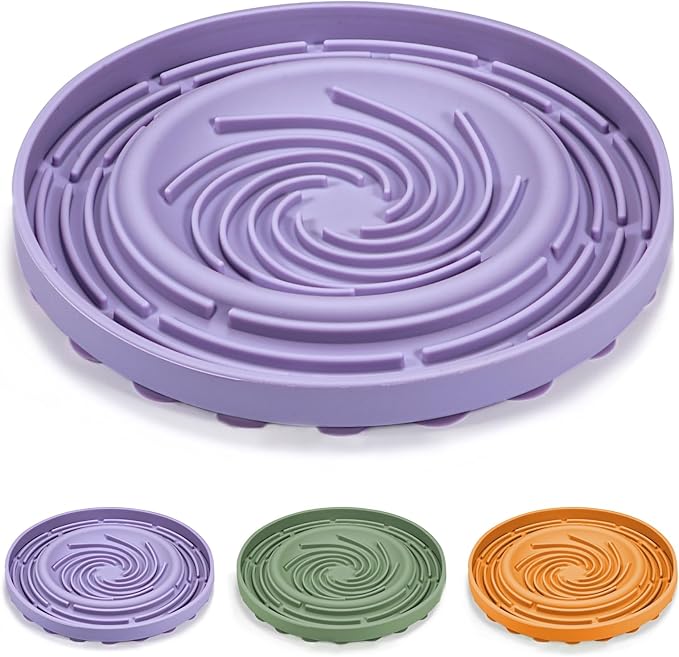 Silicone Dog Feeding Bowl with Suction Cup, Dog Puzzle Feeding Bowls for Heathy Eating - Non Slip Design (Purple)