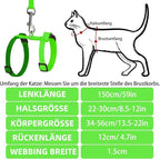 PUPTECK Adjustable Cat Harness and Leash Set Escape Proof Kitten Strap Collar for Walking Travel, Green, M
